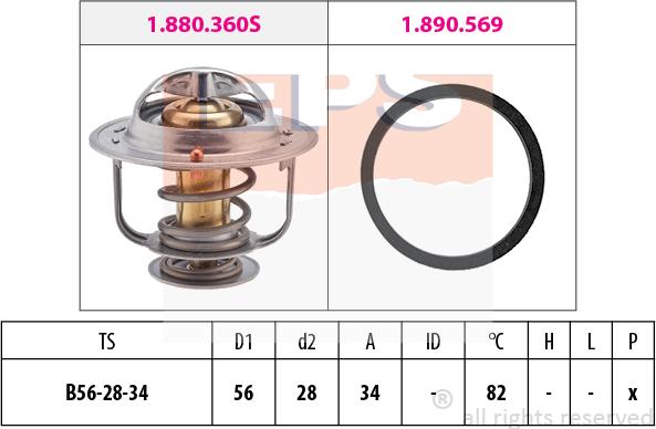 MDR EPS-1880 360 - Termostats, Dzesēšanas šķidrums autospares.lv