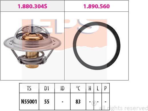 MDR EPS-1880 304 - Coolant thermostat / housing www.autospares.lv