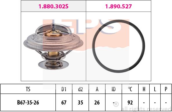 MDR EPS-1880 302 - Термостат охлаждающей жидкости / корпус www.autospares.lv