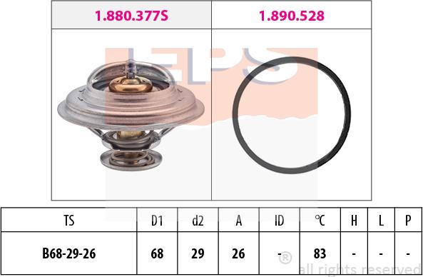 MDR EPS-1880 377 - Termostats, Dzesēšanas šķidrums www.autospares.lv