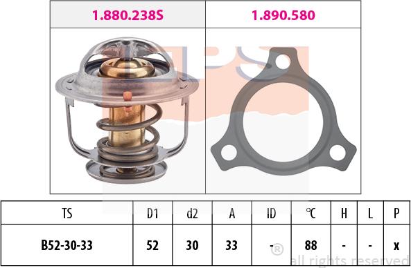 MDR EPS-1880 238 - Термостат охлаждающей жидкости / корпус www.autospares.lv