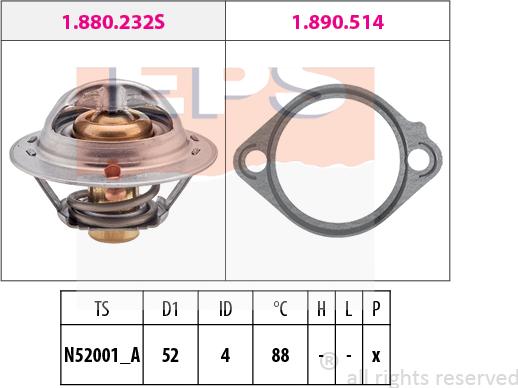 MDR EPS-1880 232 - Термостат охлаждающей жидкости / корпус www.autospares.lv