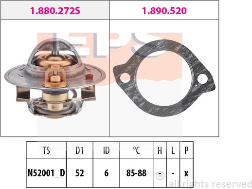 MDR EPS-1880 272 - Термостат охлаждающей жидкости / корпус www.autospares.lv