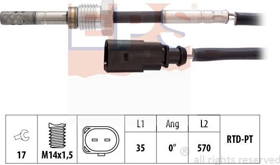 MDR EPS-1220 062 - Датчик, температура выхлопных газов www.autospares.lv