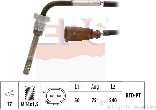 MDR EPS-1220 018 - Devējs, Izplūdes gāzu temperatūra www.autospares.lv