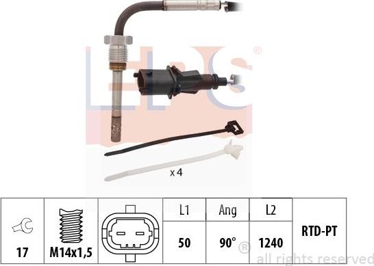 MDR EPS-1220 214 - Devējs, Izplūdes gāzu temperatūra autospares.lv