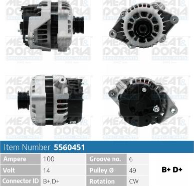 Meat & Doria 5560451 - Alternator www.autospares.lv