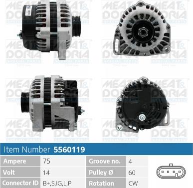 Meat & Doria 5560119 - Alternator www.autospares.lv