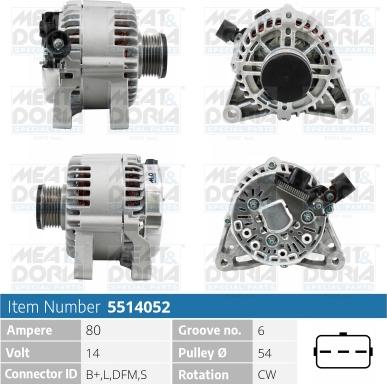 Meat & Doria 5514052 - Alternator www.autospares.lv