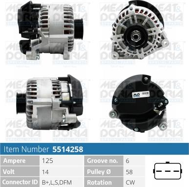 Meat & Doria 5514258 - Alternator www.autospares.lv