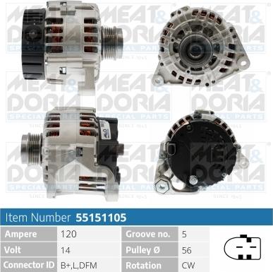 Meat & Doria 55151105 - Alternator www.autospares.lv