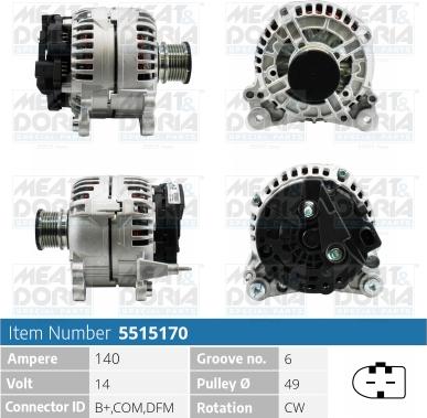 Meat & Doria 5515170 - Alternator www.autospares.lv