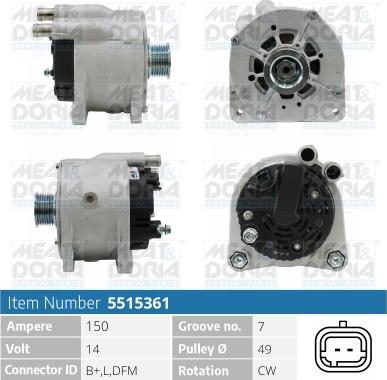 Meat & Doria 5515361 - Alternator www.autospares.lv