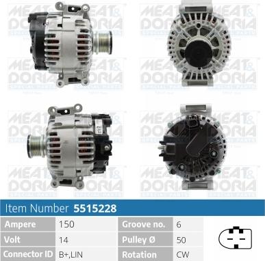 Meat & Doria 5515228 - Alternator www.autospares.lv