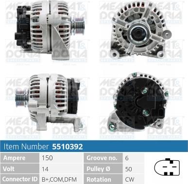 Meat & Doria 5510392 - Alternator www.autospares.lv