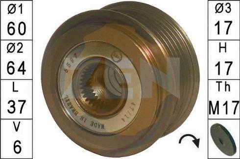 Messmer ZN5597 - Pulley, alternator, freewheel clutch www.autospares.lv