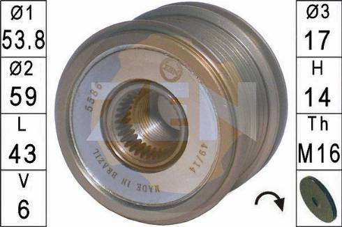 Messmer ZN5586 - Pulley, alternator, freewheel clutch www.autospares.lv