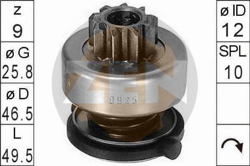 Messmer ZN0925 - Pinion, bendix, starter www.autospares.lv