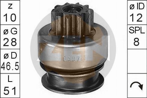 Messmer ZN0597 - Pinion, bendix, starter www.autospares.lv