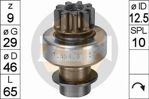 Messmer ZN0554 - Ведущая шестерня, бендикс, стартер www.autospares.lv