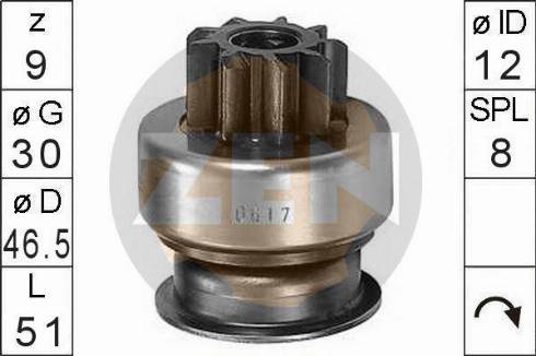 Messmer ZN0617 - Pinion, bendix, starter www.autospares.lv