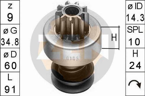 Messmer ZN0105 - Pinion, bendix, starter www.autospares.lv