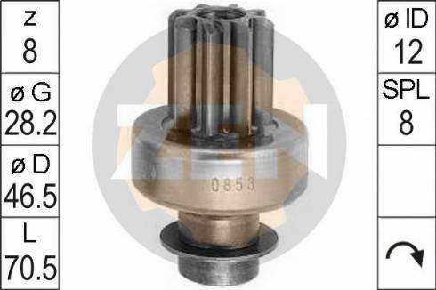 Messmer ZN0853 - Ведущая шестерня, бендикс, стартер www.autospares.lv