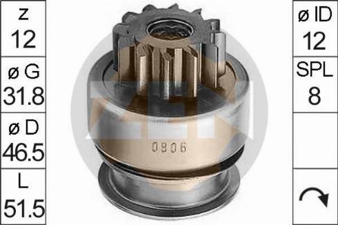 Messmer ZN0806 - Ведущая шестерня, бендикс, стартер www.autospares.lv