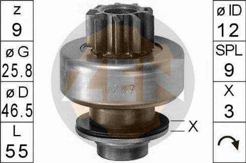 Messmer ZN0287 - Pinion, bendix, starter www.autospares.lv