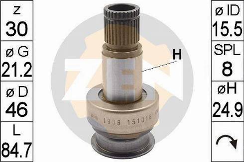 Messmer ZN1906 - Ведущая шестерня, бендикс, стартер www.autospares.lv