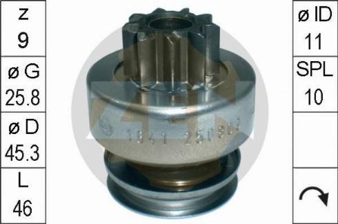 Messmer ZN1641 - Ведущая шестерня, бендикс, стартер www.autospares.lv