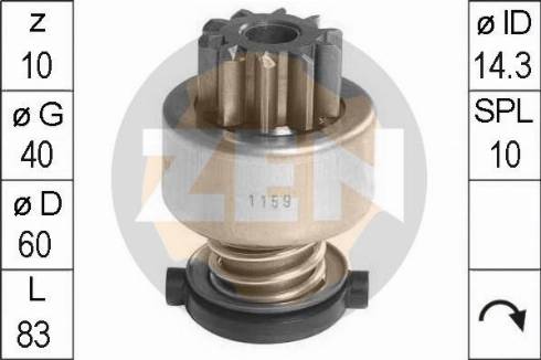 Messmer ZN1159 - Ведущая шестерня, бендикс, стартер www.autospares.lv