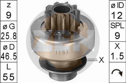 Messmer ZN1187 - Pinion, bendix, starter www.autospares.lv