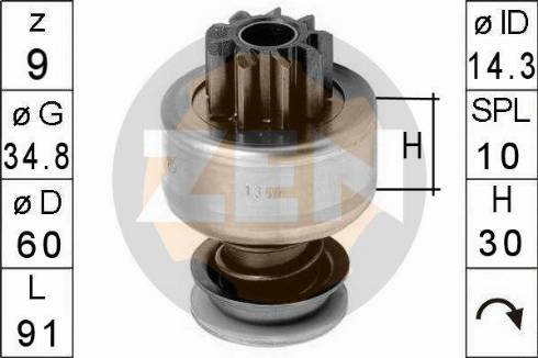 Messmer ZN1364 - Pinion, bendix, starter www.autospares.lv