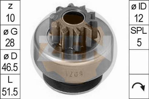 Messmer ZN1209 - Ведущая шестерня, бендикс, стартер www.autospares.lv