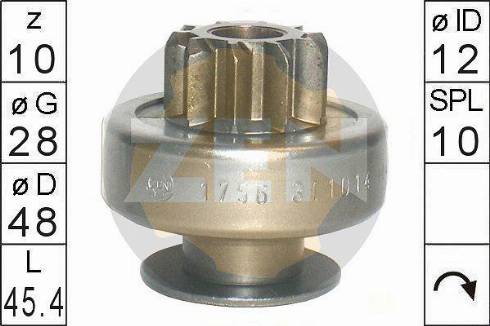 Messmer ZN1756 - Pinion, bendix, starter www.autospares.lv