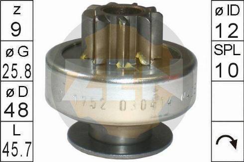 Messmer ZN1752 - Pinion, bendix, starter www.autospares.lv