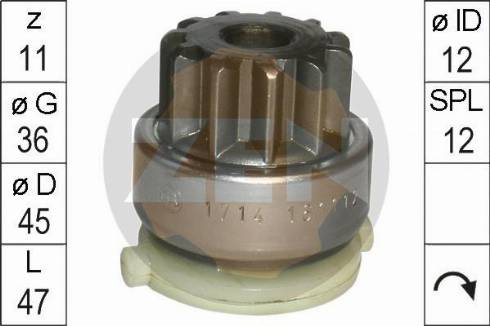 Messmer ZN1714 - Ведущая шестерня, бендикс, стартер www.autospares.lv