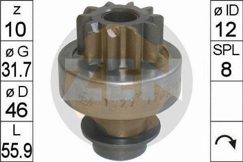 Messmer ZN1727 - Ведущая шестерня, бендикс, стартер www.autospares.lv