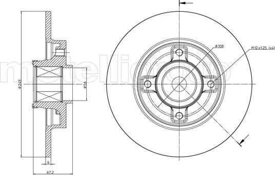 Metelli 23-0827 - Тормозной диск www.autospares.lv