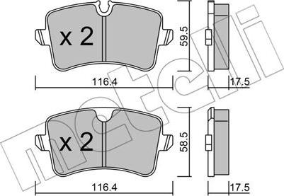 Metelli 22-0955-0 - Тормозные колодки, дисковые, комплект www.autospares.lv