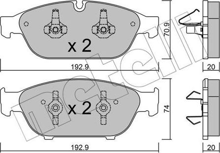 Metelli 22-0953-0 - Bremžu uzliku kompl., Disku bremzes www.autospares.lv