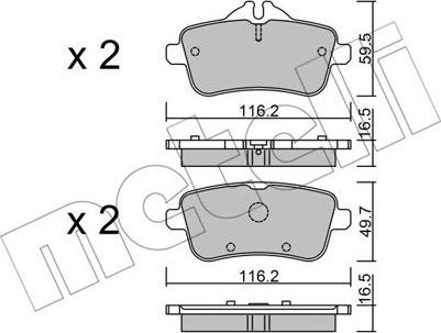 Metelli 22-0968-3 - Bremžu uzliku kompl., Disku bremzes autospares.lv