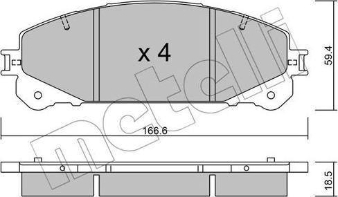 Metelli 22-0938-1 - Bremžu uzliku kompl., Disku bremzes www.autospares.lv