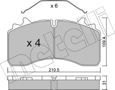 Metelli 22-0933-0 - Bremžu uzliku kompl., Disku bremzes www.autospares.lv