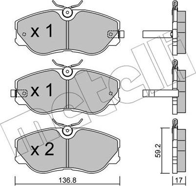 Metelli 22-0491-0 - Bremžu uzliku kompl., Disku bremzes autospares.lv