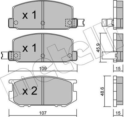 Metelli 22-0498-0 - Brake Pad Set, disc brake www.autospares.lv