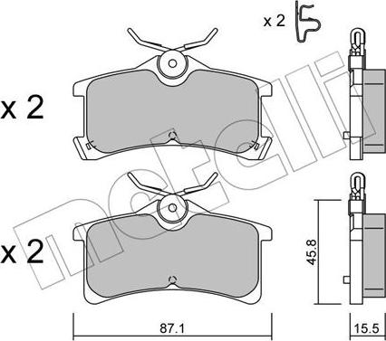 Metelli 22-0449-0 - Brake Pad Set, disc brake www.autospares.lv