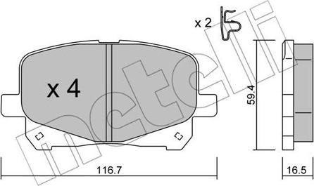 Metelli 22-0443-0 - Bremžu uzliku kompl., Disku bremzes autospares.lv