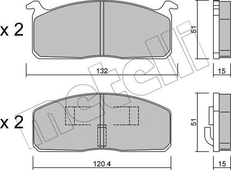 Metelli 22-0457-0 - Bremžu uzliku kompl., Disku bremzes www.autospares.lv